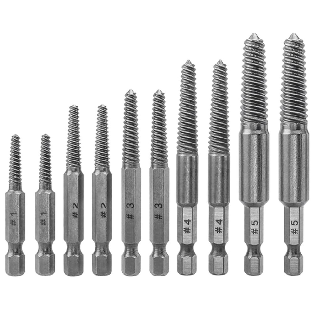 10Pcs Broken Screw Extractor Set, Stripped Screw Extractor Drill Bit Kit 1/4 ...