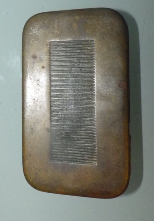 Antique Brass Postage Stamps / Match box with Ad. Baltimore Md.