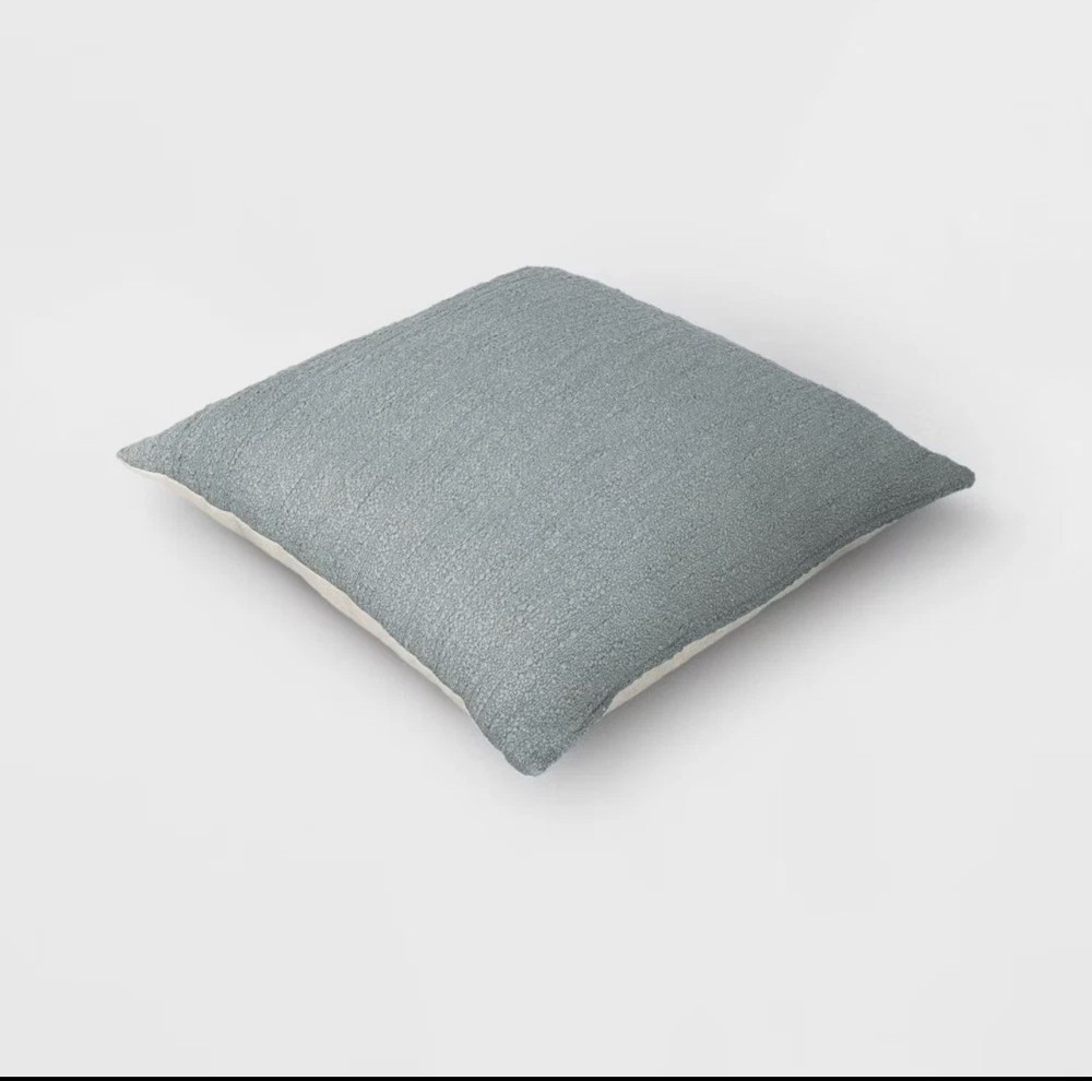 Oversized Square Cotton Boucle Reversible Throw Pillow with Linen Light