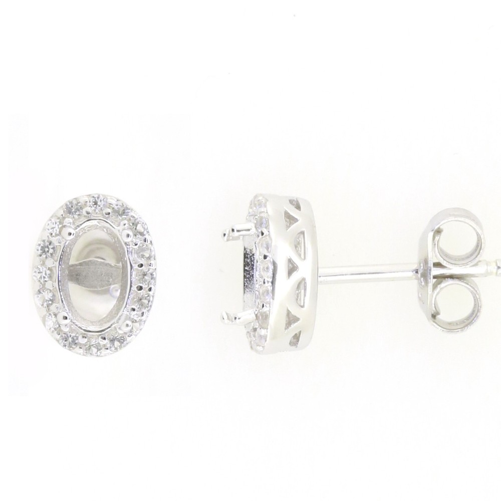 Sterling Silver Semi Mount Earrings Setting Oval OV 6X4mm