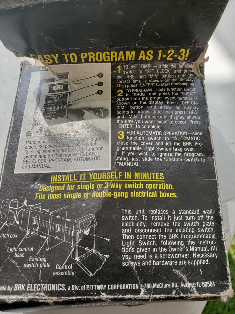 NIOB BRK Electronics Programmable Light Switch Model 600, untested