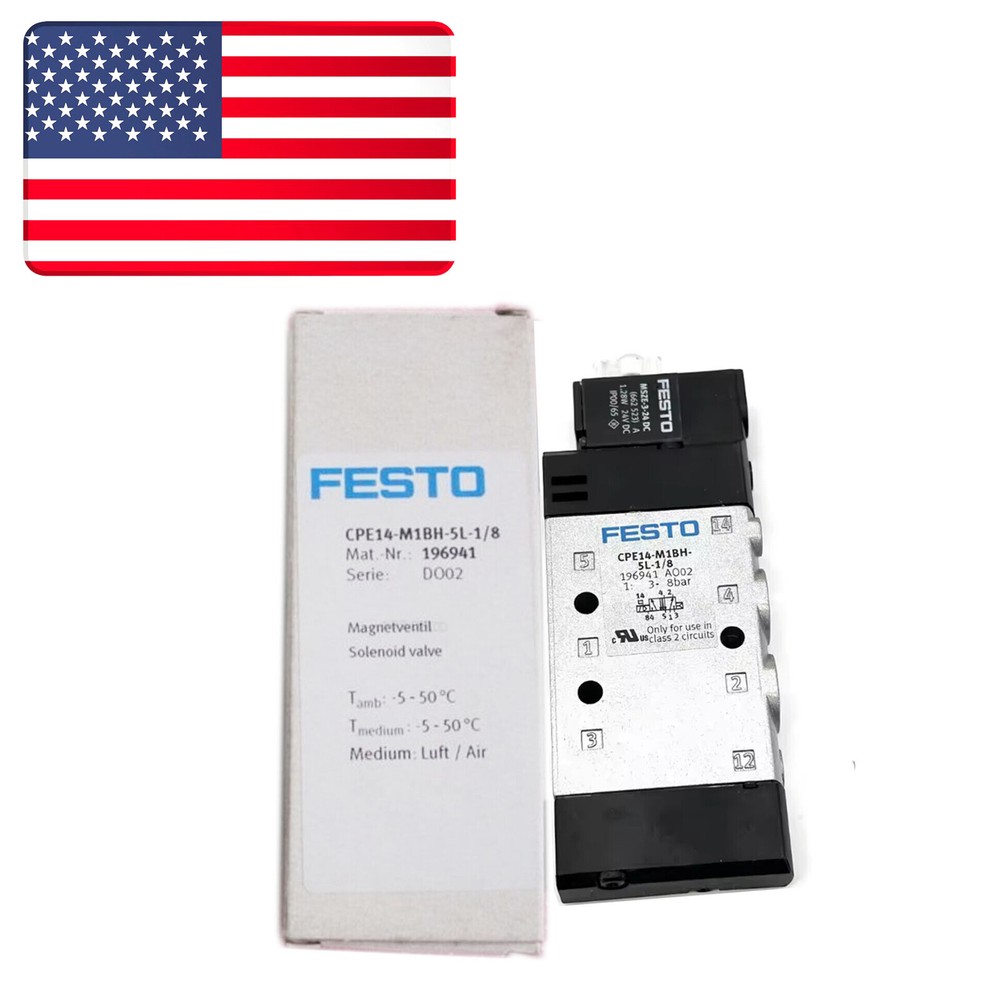 New In Box FESTO CPE14-M1BH-5L-1/8 196941 Solenoid Valve US Stock