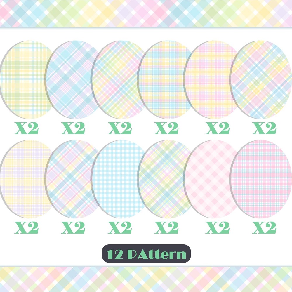 24 Sheets Pastel Scrapbook Paper, Pink Spring Gingham Patterns Decorative Craf