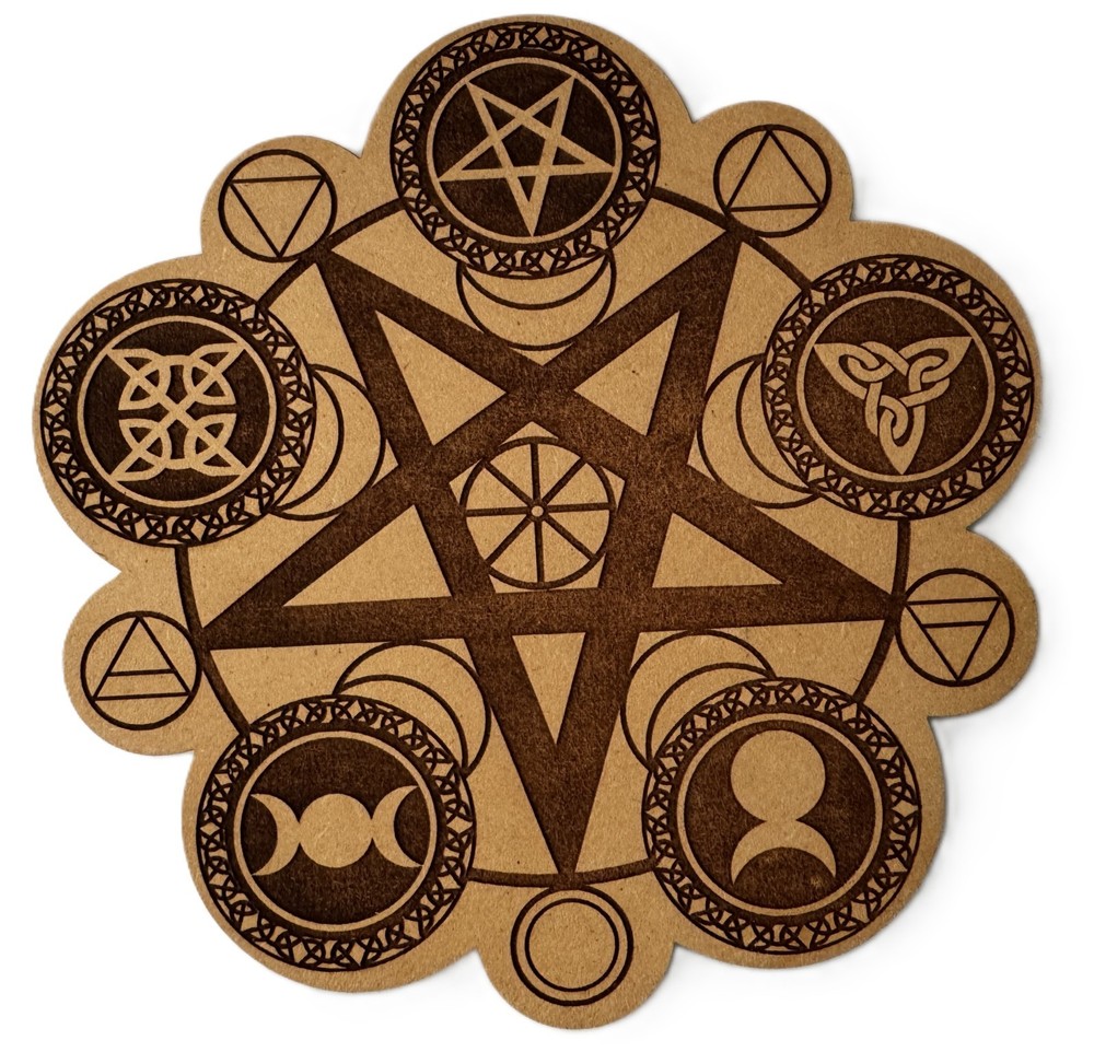 Wood Crystal Grid Wiccan 8"