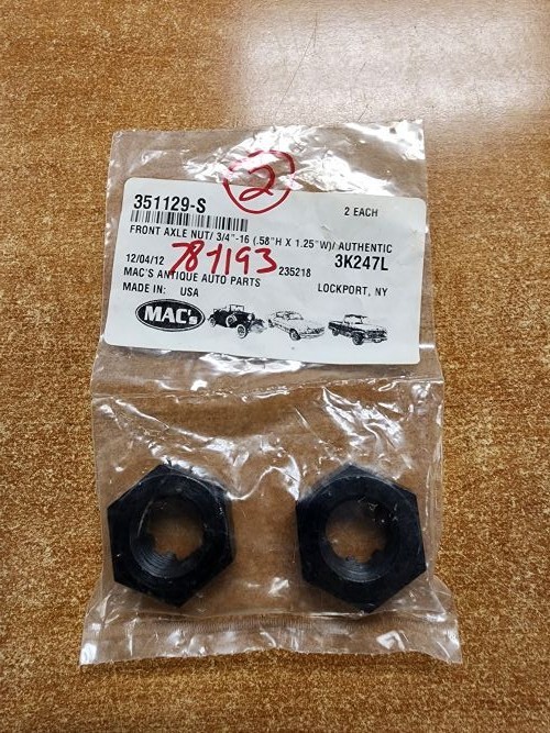 FRONT AXLE NUT 3/4"-16 (.58"H X 1.25"W)