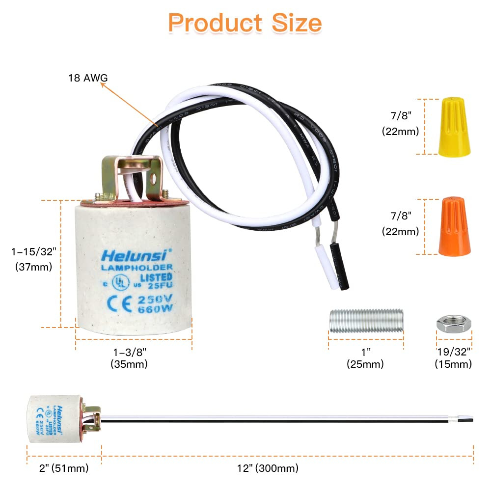 E26 E27 Ceramic Light Socket, Medium Base Porcelain Lamp Holder, Ceramic Light
