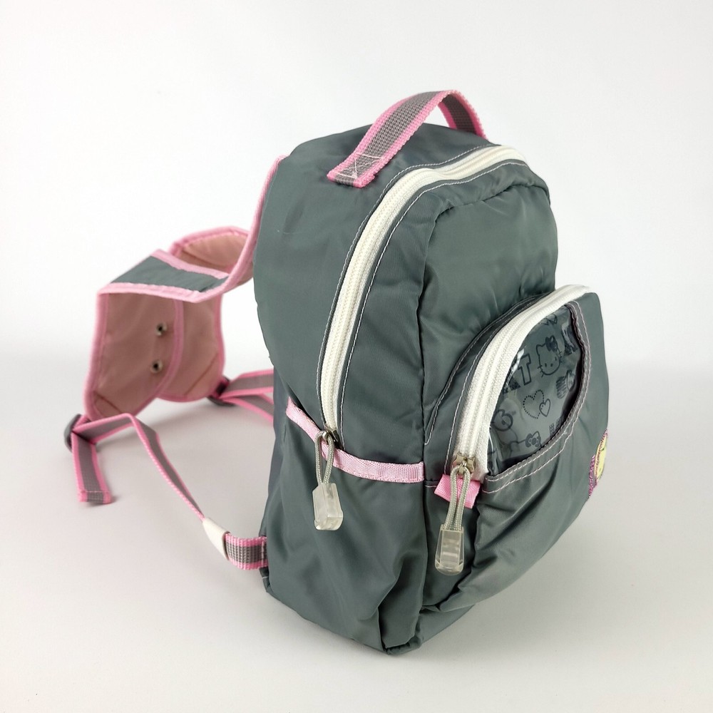Hello Kitty Kids Backpack Grey Pink 10.5"x8"x5"