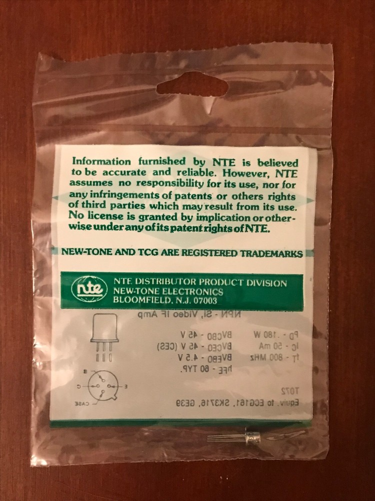 Vintage Technician Components Group TCG161 NPN Si Transistor (NOS)