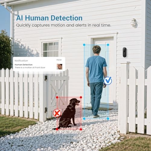 Wireless video doorbell camera AI detection