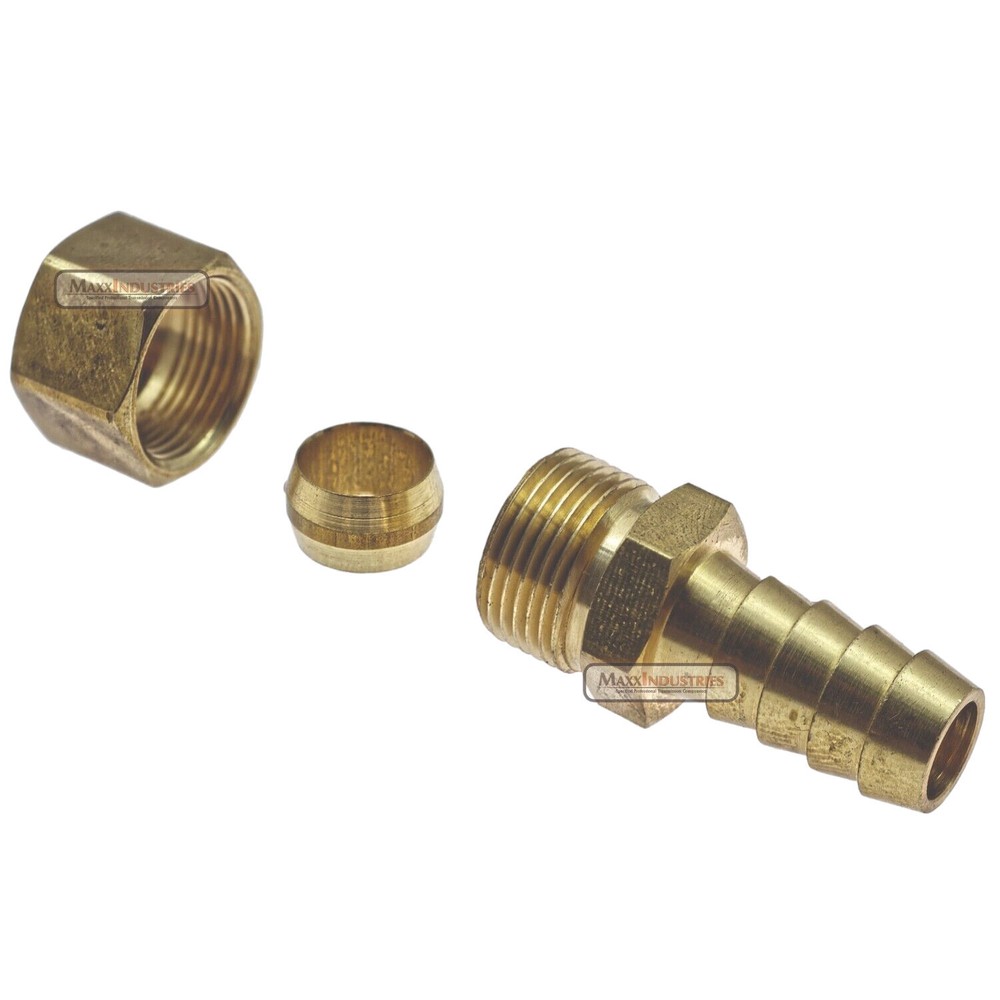 Automatic Transmission Cooler Line Fitting 3/8" Compression Brass Barbed
