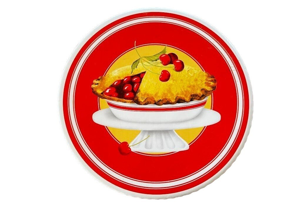 Vintage Ceramic Cake Stand With Cherry Pie Design Kitchen Decor