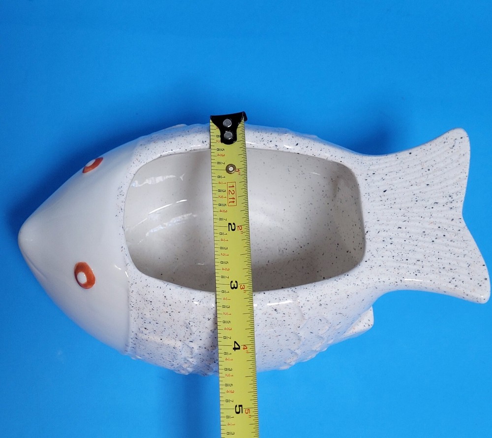 Streamline Speckled Ceramic Fish Pot/Planter 8 Inches Long