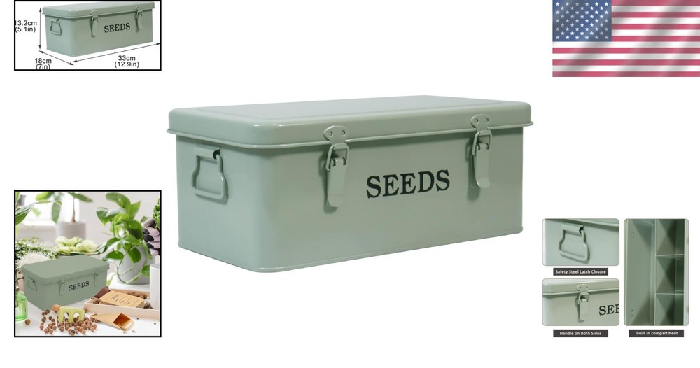 Durable Seed Container with Safety Locks & Easy-Clean Finish - Green