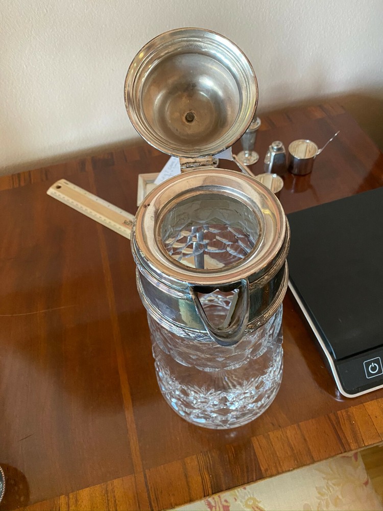Estate Crystal & Silverplate Pitcher Decanter