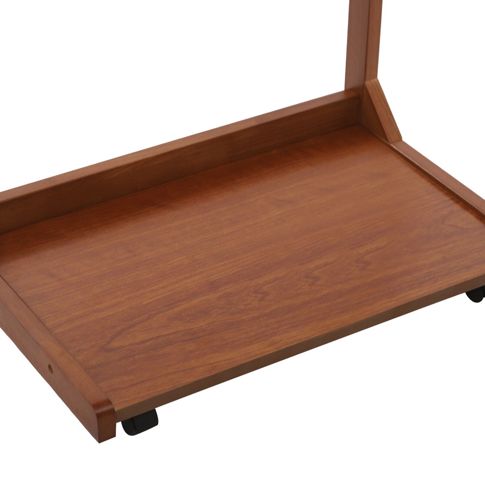 C-Shaped End Table with 4 Wheels, Adjustable Height, Modern Design