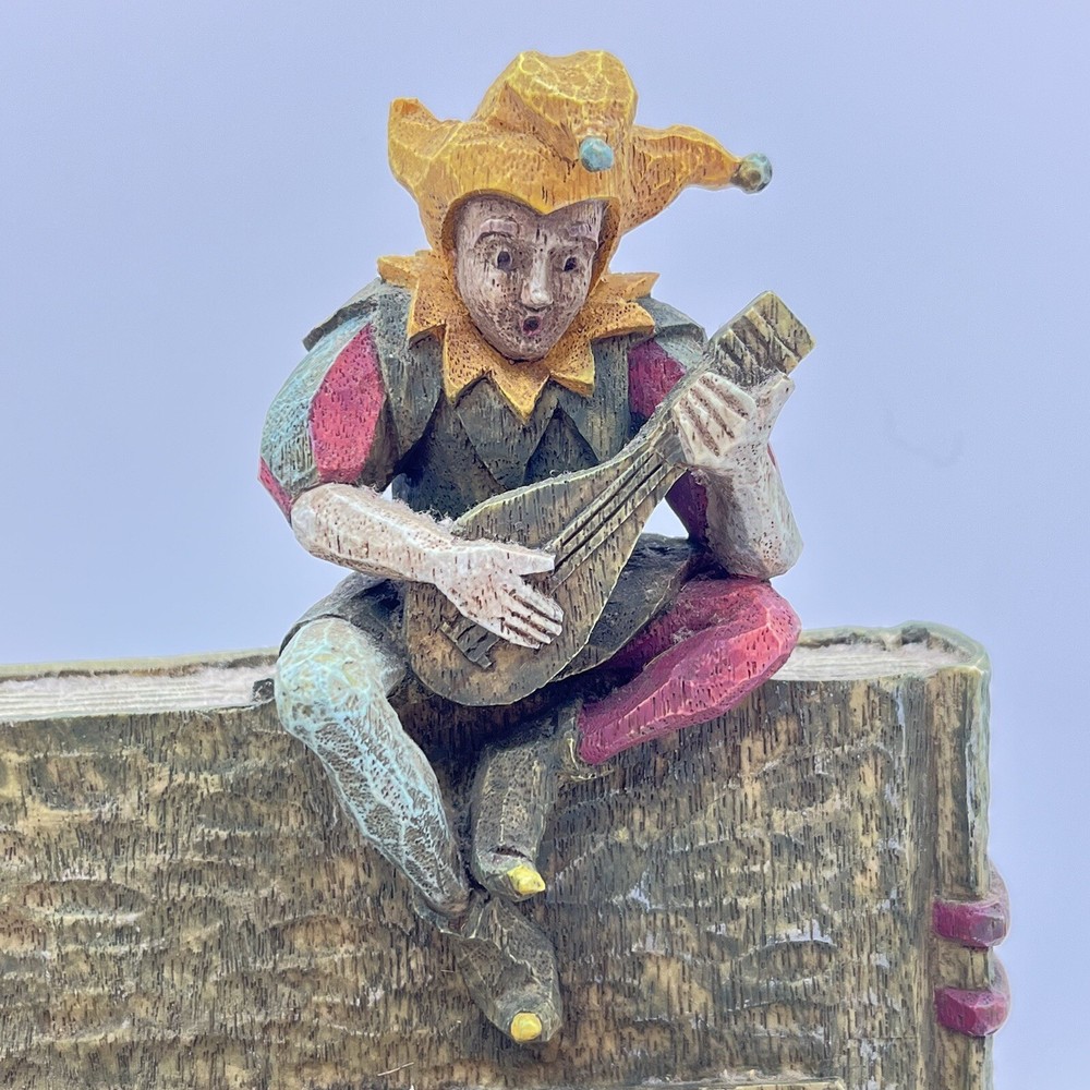 Solid Renaissance Bard Medieval Playful Jester Statues Bookends Castle Joker