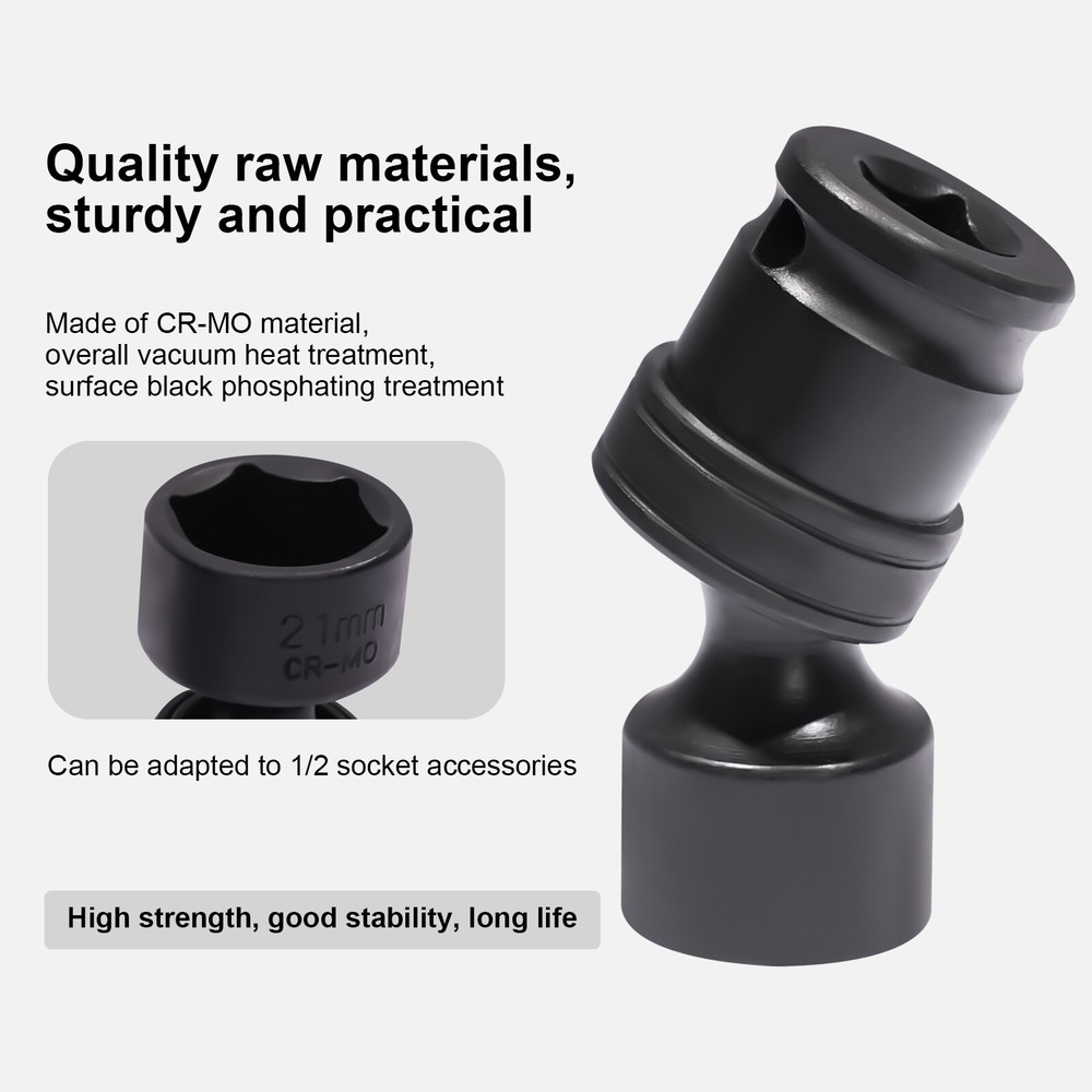 15PCS Universal Joint Socket Set 8-22mm Socket Set Swivel Socket Set 3/8" w/Case