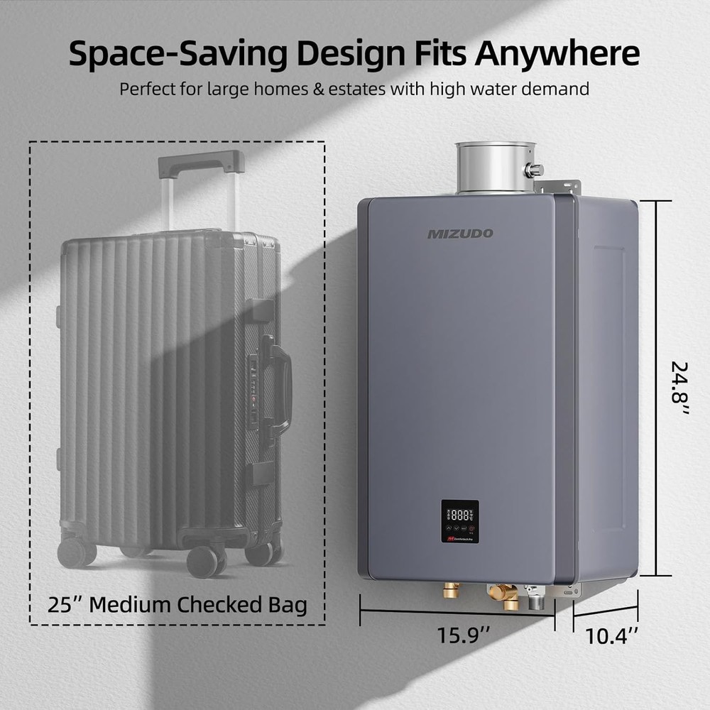 MIZUDO 199k BTU Tankless Water Heater Natural Gas Smart WiFi Max 10.3 GPM