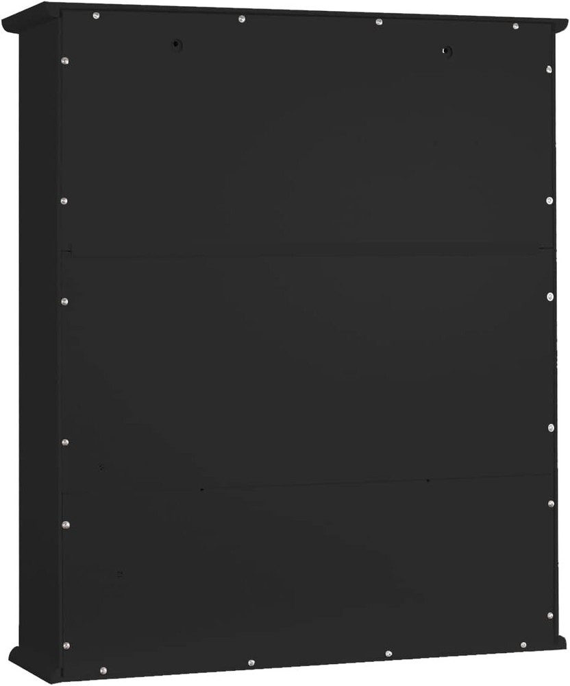 Space-Saving Black Wall Cabinet with 2 Doors and Adjustable Storage Shelves