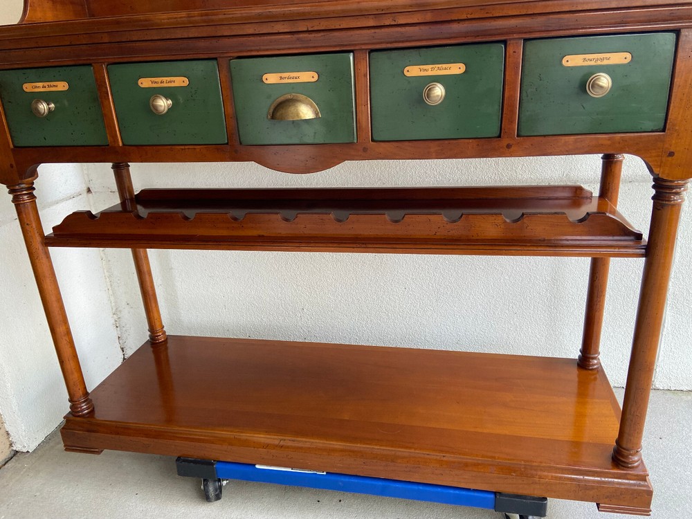 French Solid Cherry Wood Wine Bar, Server, Sideboard, Liquor Cabinet
