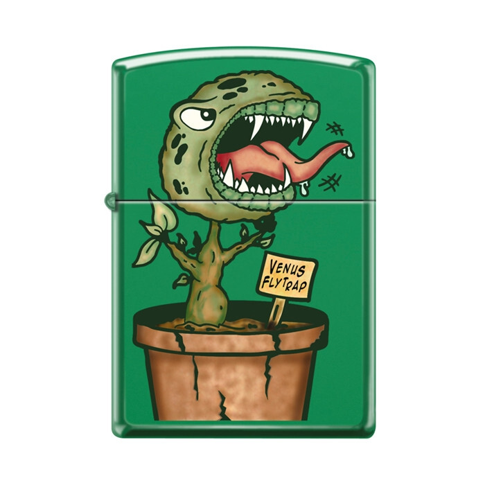 Zippo Lighter - Venus Flytrap on Grass Green Finish - 856184