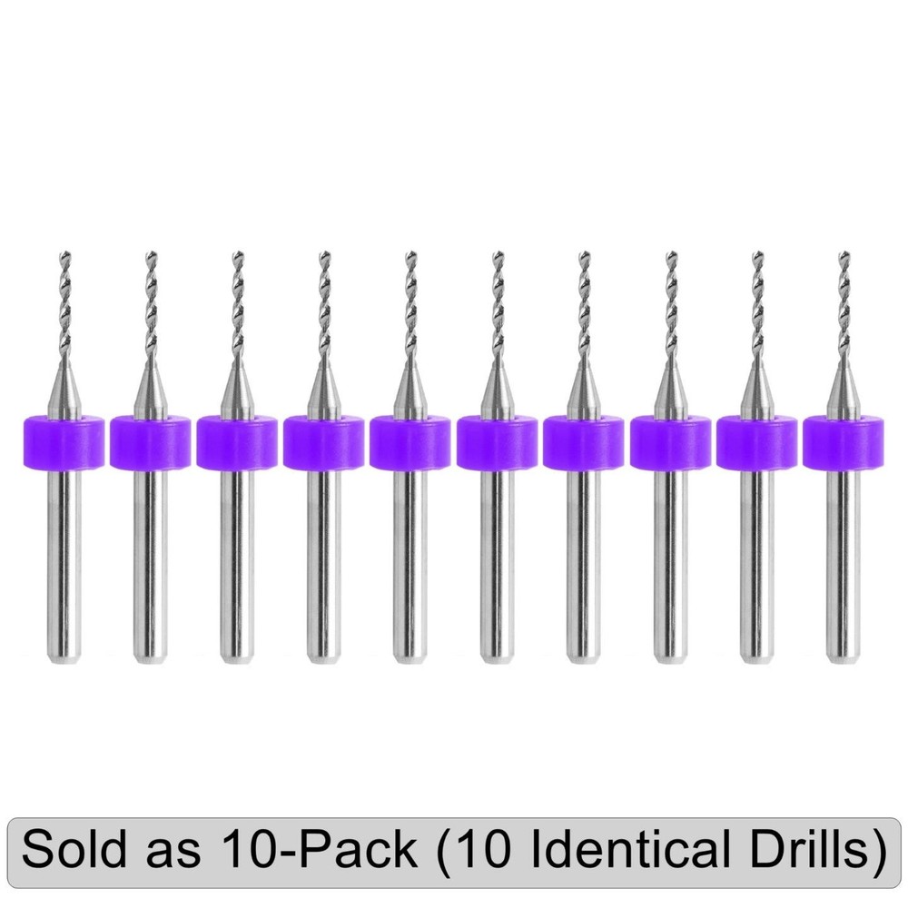 0.85mm (.0335") Solid Carbide Drill Bit – 10 Pack – CNC – Factory Resharpened