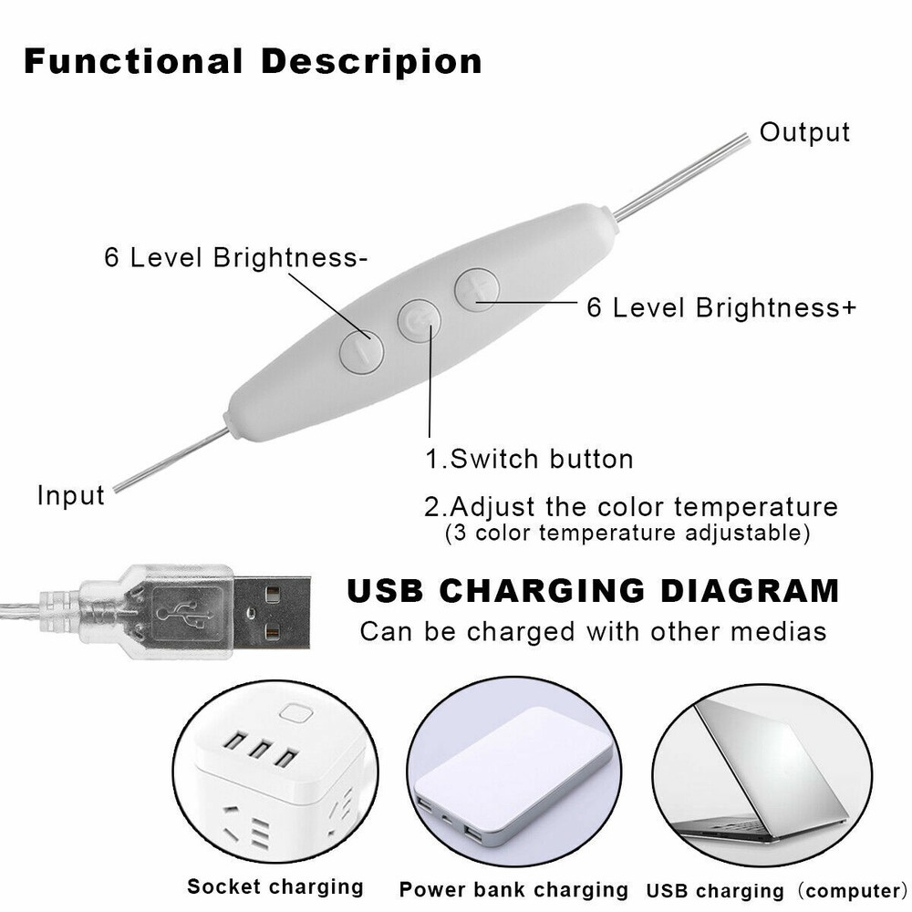 10X Mirror Lights Dimmable LED Makeup Lights Lamps For Makeup Dressing Table