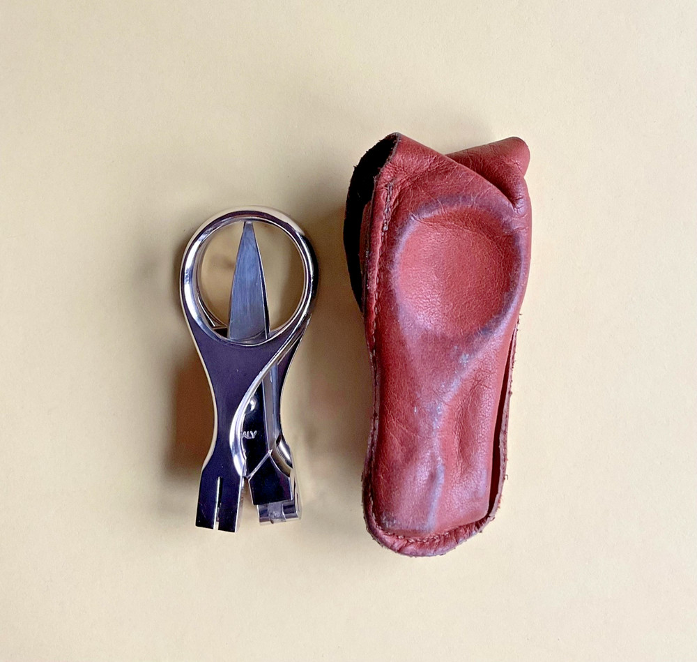 Vintage Folding Scissors with Leather Case, Marks ITALY