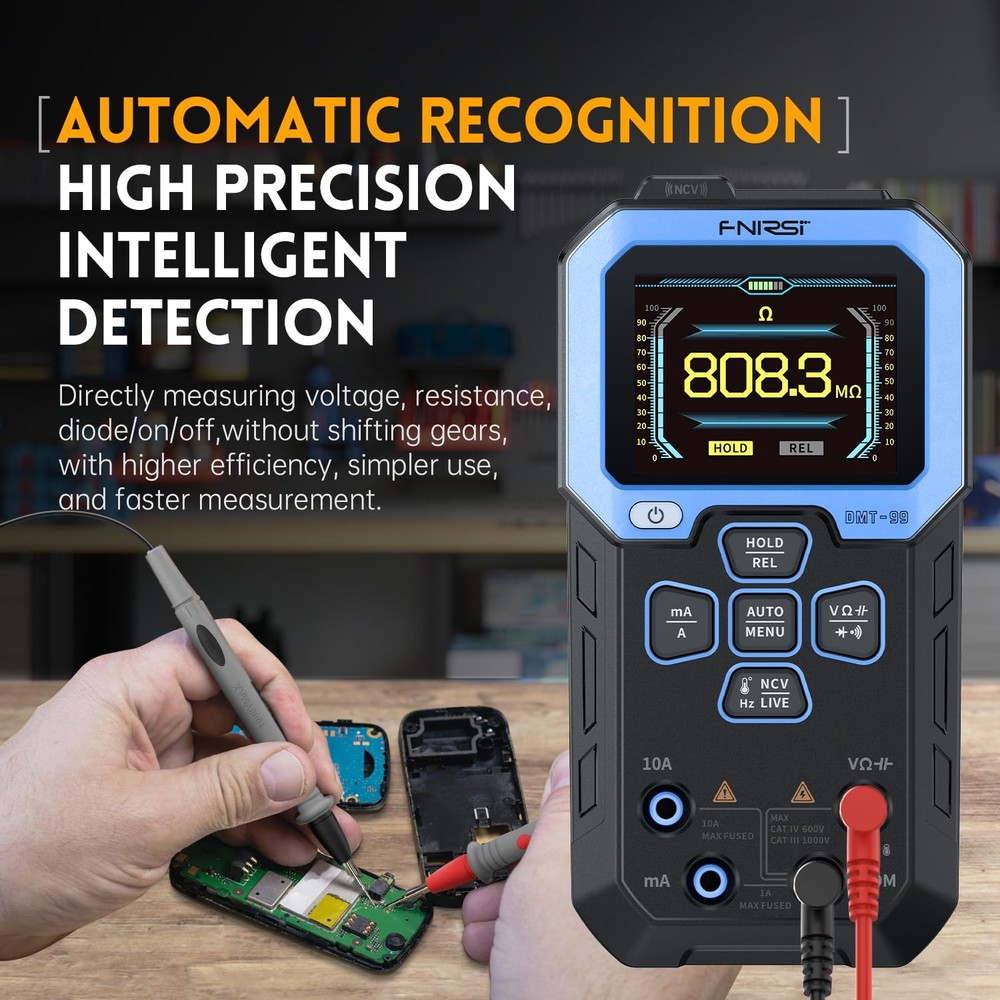 Multimeter Digital 9999 Counts TRMS Voltage Resistance Capacitance Current