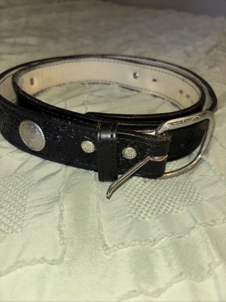 Custom Black Leather Belt Corrections Law Enforcement Size 48