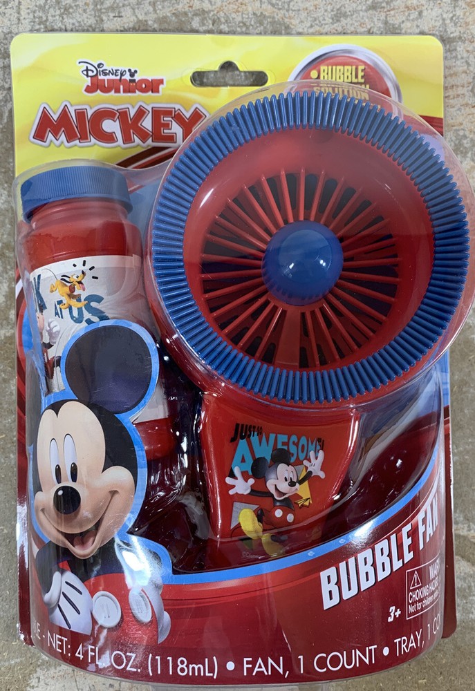 Disney Junior Mickey Mouse Bubble Fan W/ Bubble Solution & Bubble Tray  NIB