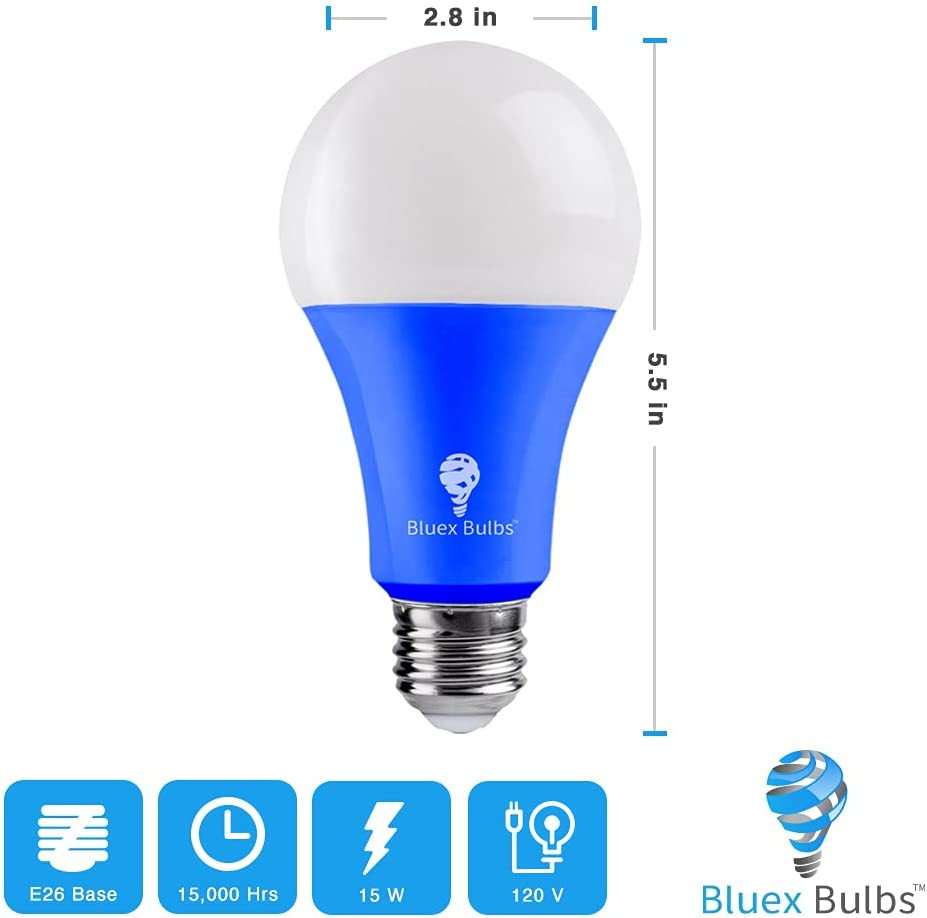 2 Pack Bluex LED A21 Blue Light Bulbs - 15W (120Watt Equivalent) - E26 Base Blu
