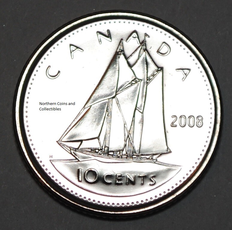 Canada 2008 BU Nice UNC 10 cent Canadian Dime from mint roll