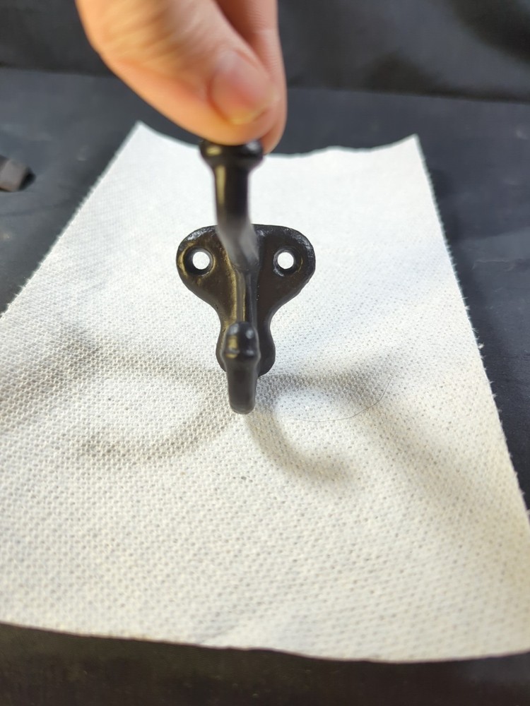 Solid Cast Iron Shiny Black Coat Hook - Double hooks Wall Mount Unique Rare