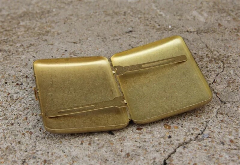 High Grade Collectable Vintage Solid Brass Copper Cigarette Case Holder Box gift