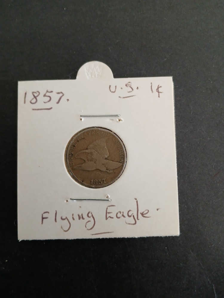 Coins US 1857 circ 1 cent Flying Eagle RARE.
