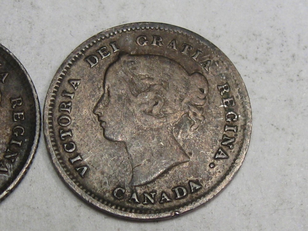 2 Silver 5¢ Cent CANADA - 1896 & 1893. #49
