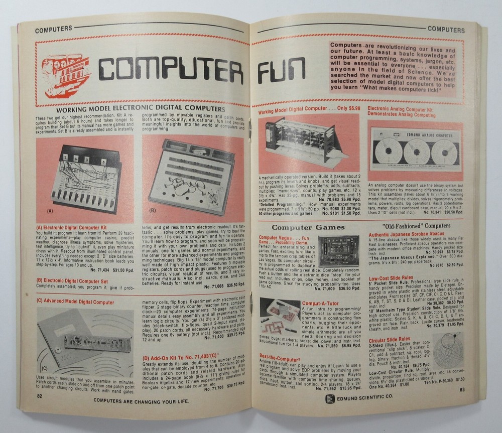 Edmund Science Equipment Computer Catalog Optics Microscopes Math Lasers 1972