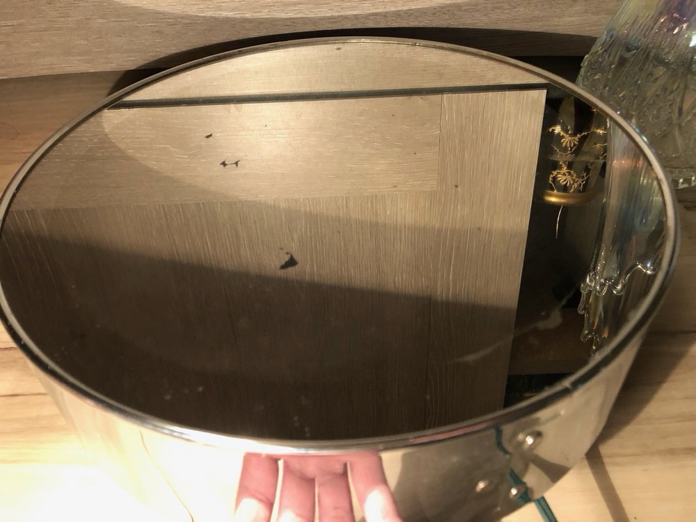 Vintage Mid Century Round Chrome Infinity Mirror Light