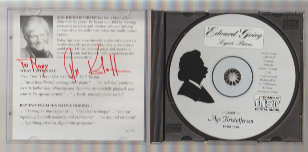 AGE KRISTOFFERSEN, "EDVARD GRIEG", MUSIC CD (SIGNED)
