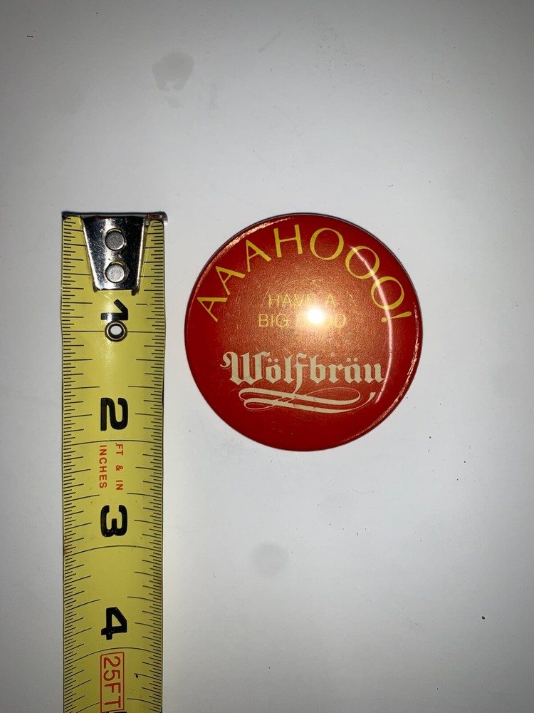 Wolfbrau Beer Button Vintage Import Beer Pin Rare
