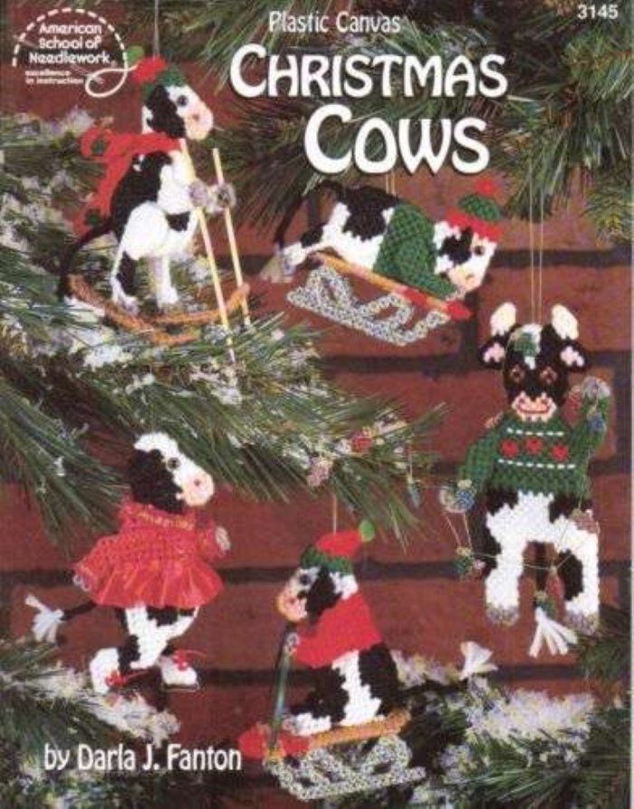 NEW PLASTIC CANVAS CHRISTMAS COWS ORNAMENTS/MORE!!!