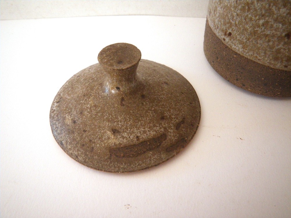 1960s 2 Small Henry Gernhardt Signed Studio Pottery Lidded Canisters MCM Ceramic