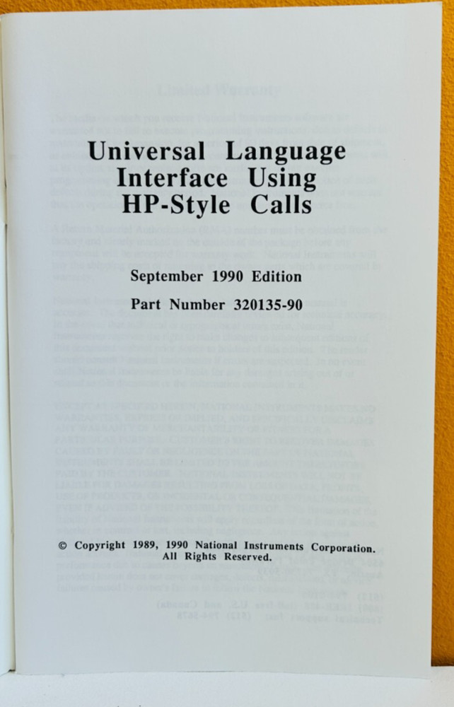 National Instr 320135-90 1990 Universal Language Interface Using HP-Style Calls.