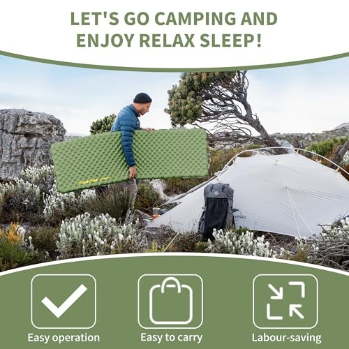 Insulated Inflatable Sleeping Pad 27oz, 4.6R Ultralight Rectangular XL Green