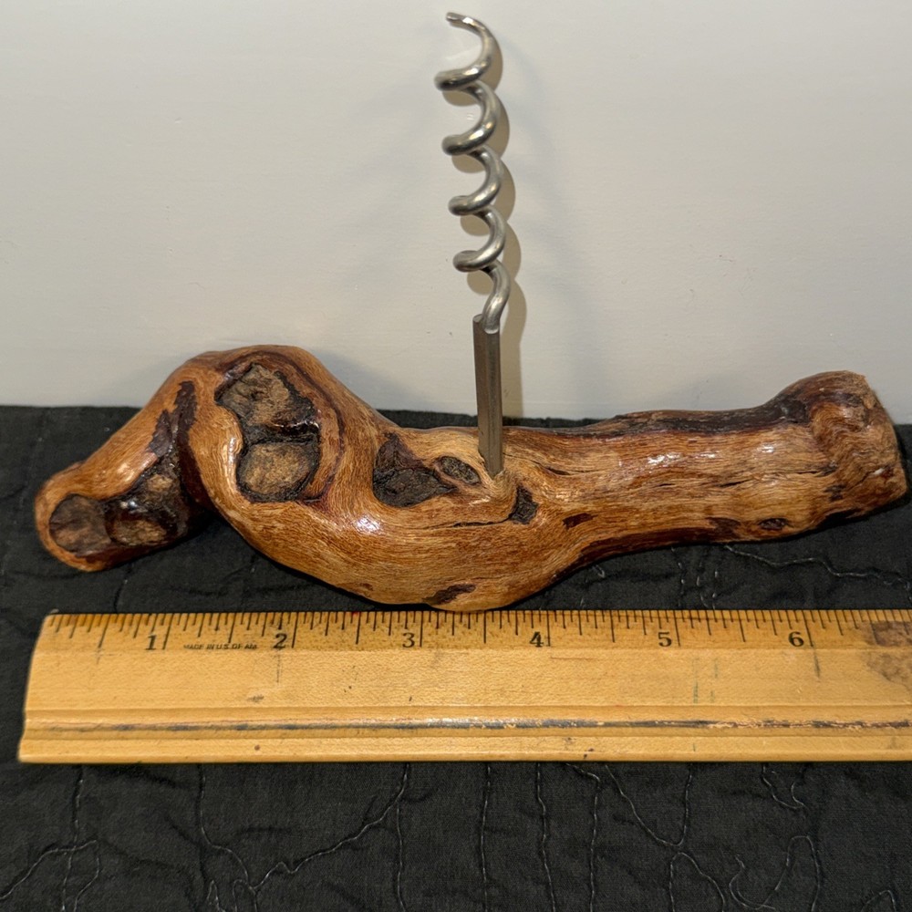 Grape Vine Root Wood Handle Corkscrew Knotty Burl Barware Val De Loire Bougrier