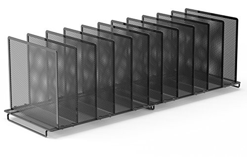 2 Pack - SimpleHouseware 5 Section Upright File Sorter Organizer Black