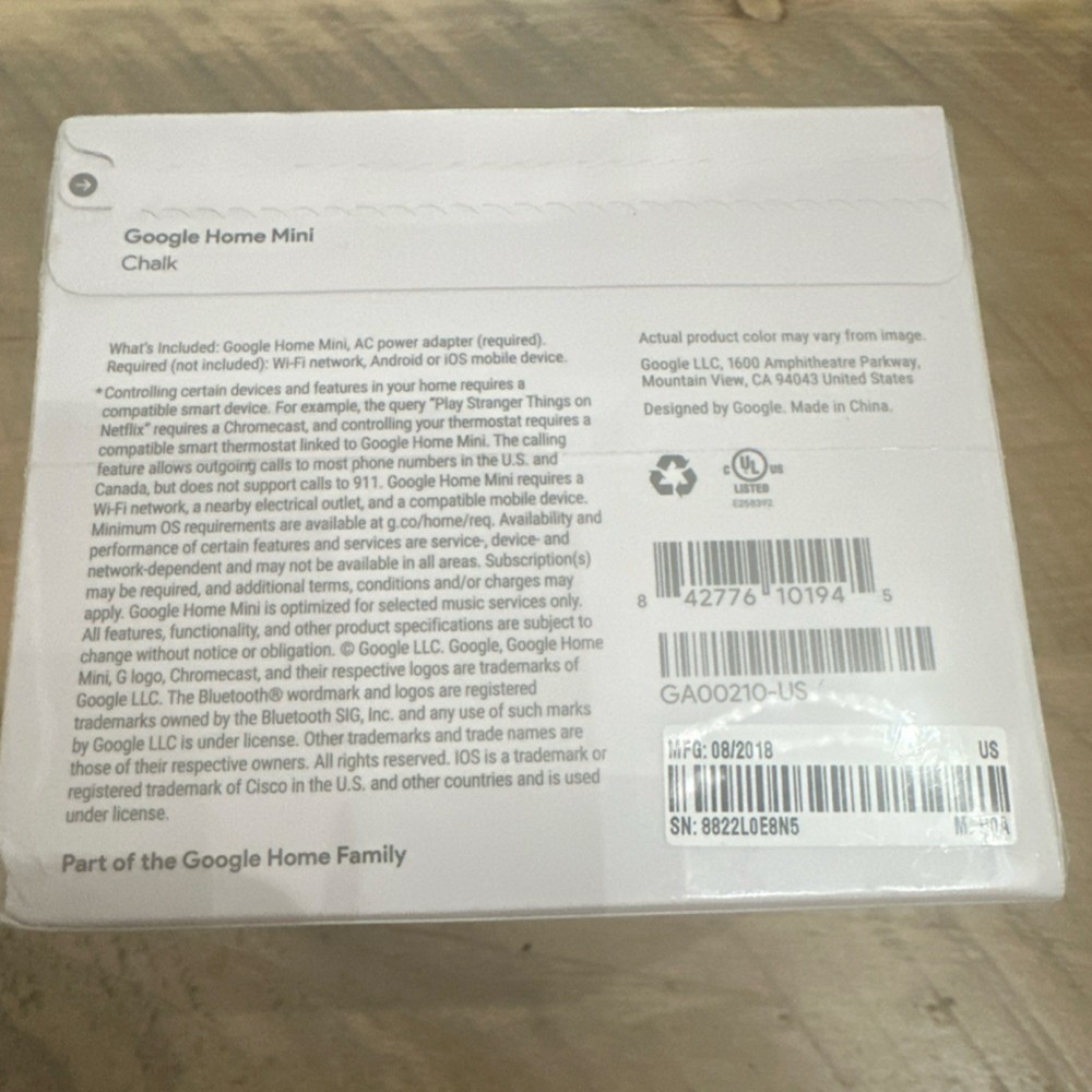Google Home Mini Chalk Smart Speaker w/ Google Assistant Voice Control