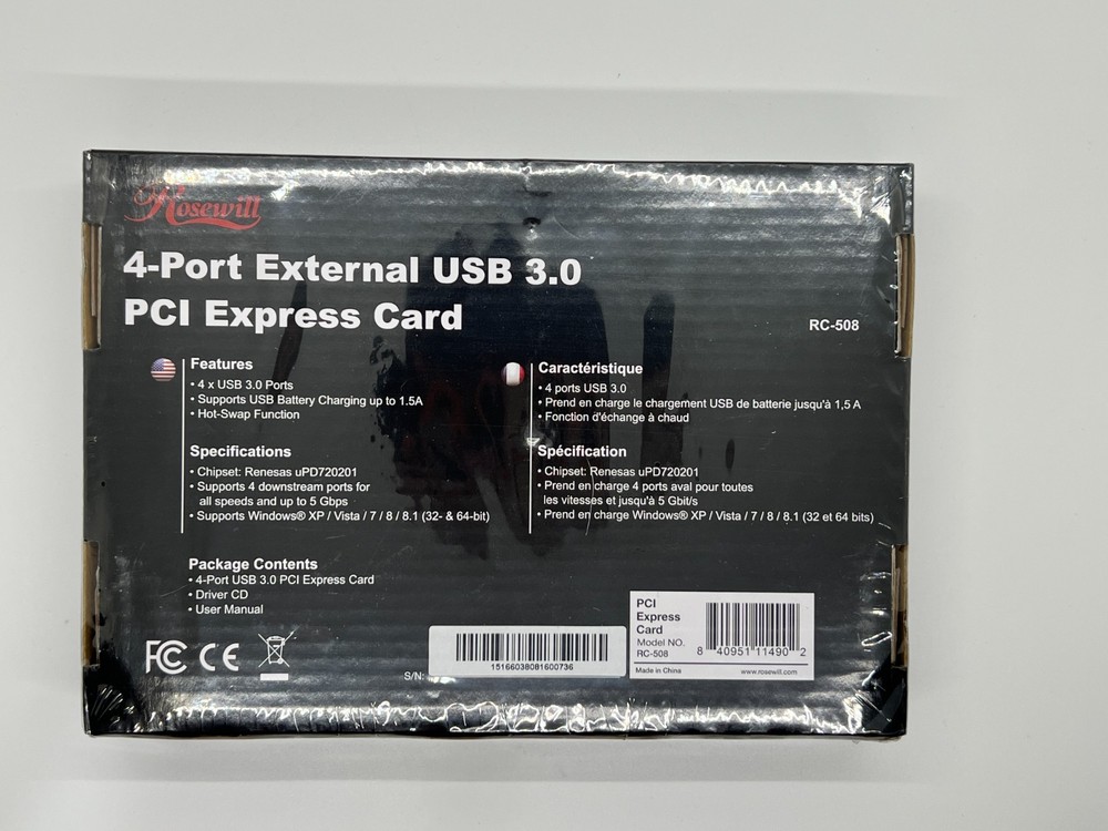 Rosewill Rc-508 4 Port USB 3.0 *Sealed*