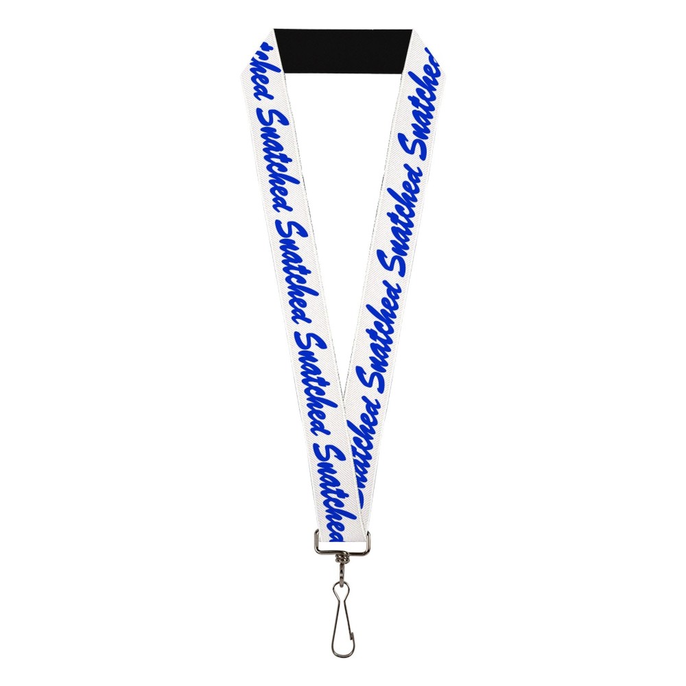 Buckle-Down Lanyard, Snatched Script White Blue, Elastic